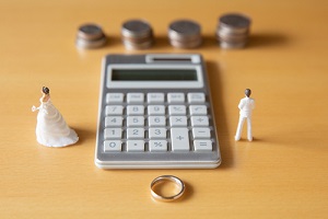 divorce money and troubles with calculator and ring