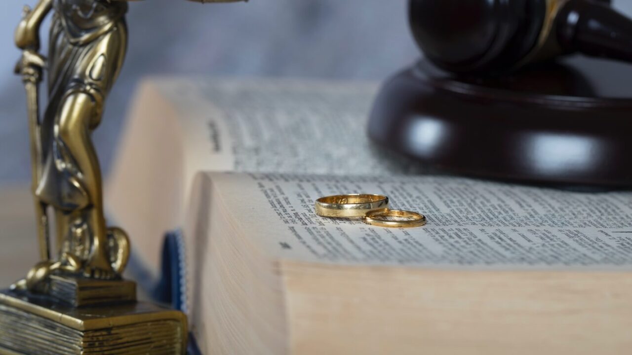 marriage rings on a thick book