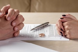 couple with divorce agreement