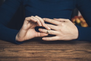 women taking off her ring after a Contested Divorce