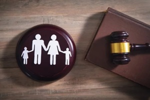 child custody concept with court gavel and book