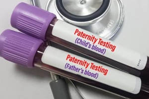 paternity testing by DNA sequencing of father's and children's blood sample
